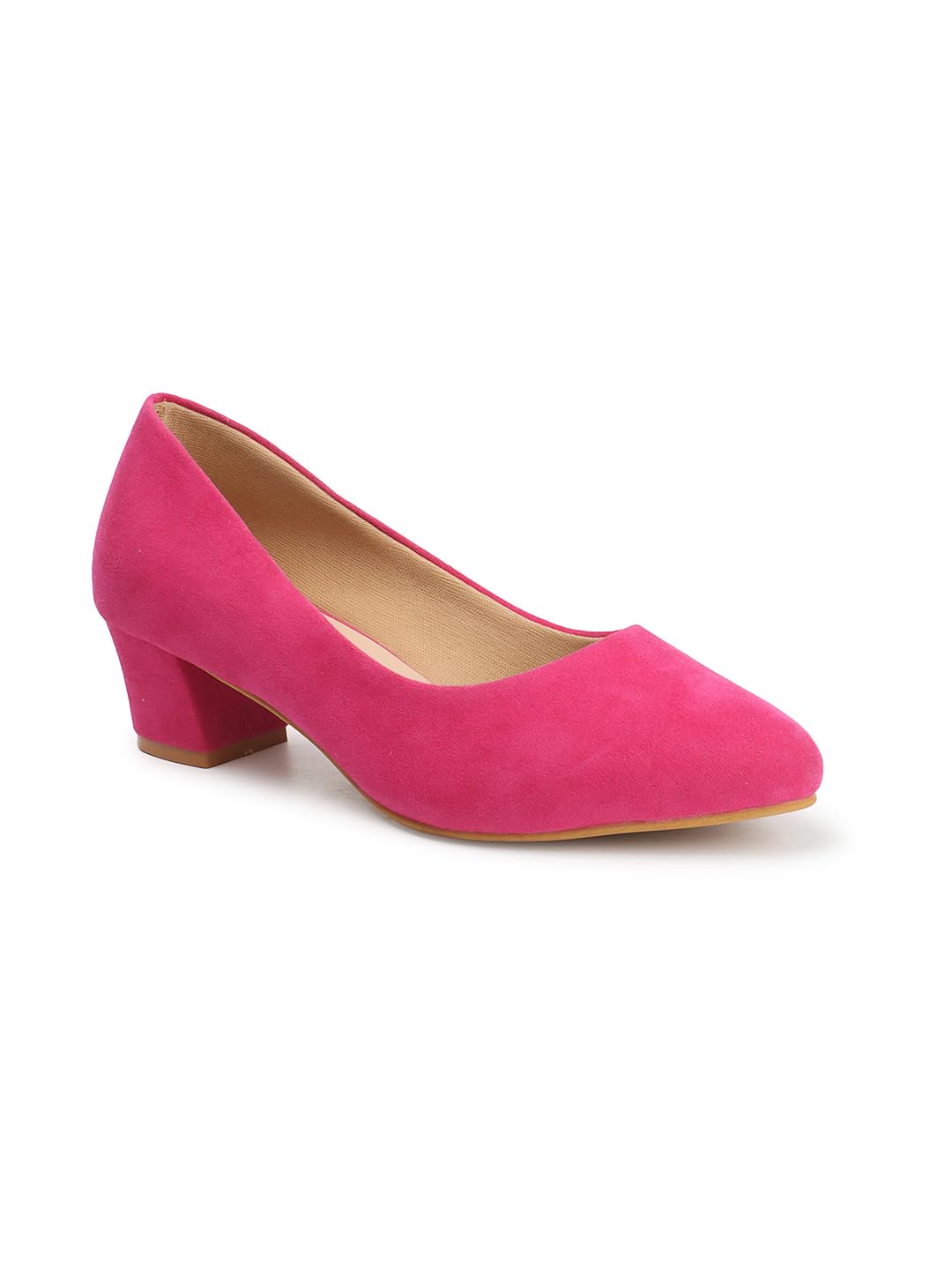 Women's Solid Pointed Toe Block Heel Pumps-image-34