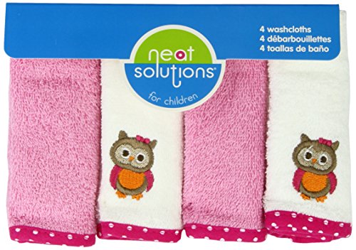 Neat Solutions Solid Woven Terry Washcloth Set, Owl, 4-Count