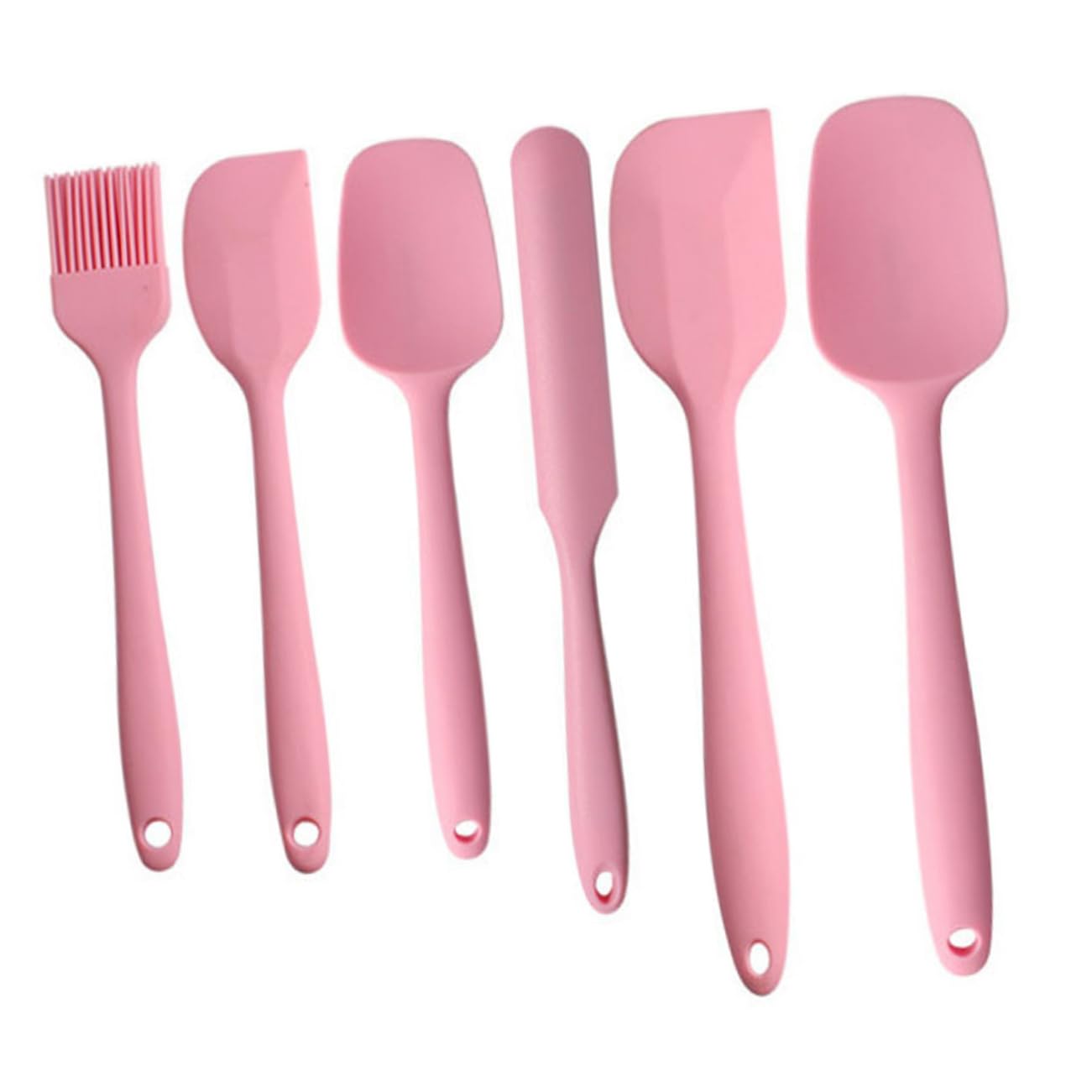 1 Set Silicone Baking Tool Kit Cream Scrapers Oil Brush Butter Scraper Pink for Easy Baking Bbq Space Saving Design with Hanging