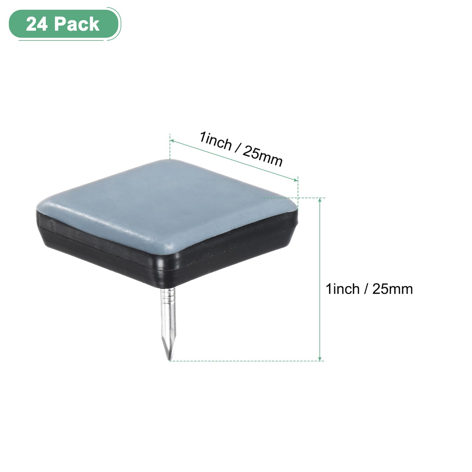M METERXITY 24-Pack Nail on Furniture Sliders, 1 x 1" (25mm) PTFE Chair Sliders Glides Square Pads for Chair/Table - Image 3