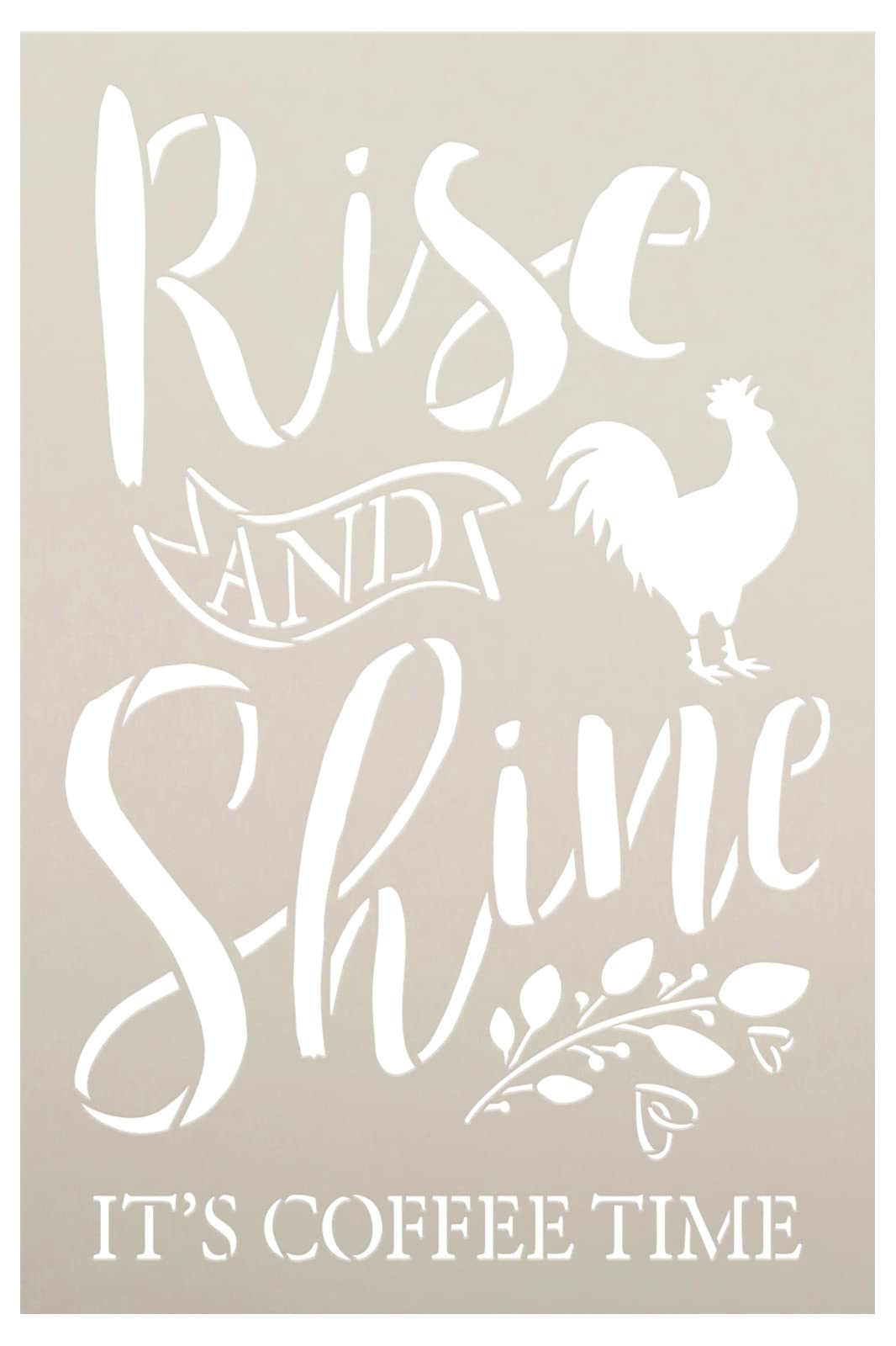 Rise and Shine Coffee Time Stencil by StudioR12 | Craft DIY Kitchen & Coffee Bar Home Decor | Paint Wood Sign | Reusable Mylar Template | Select Size (12 inches x 8 inches)