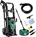 Produktbild COOCHEER Hochdruckreiniger Druck:Max.150 bar,Fördermenge: 450 l/h,1700wmit 3-in-1-Düse,5m Kabel,5m Schlauch,Wasserfilter,Hochdruckpistole für Autos/Zäune/Garten/Patios/Pool,Grün