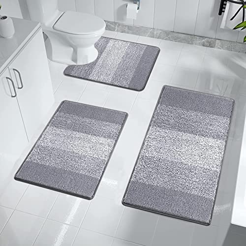 Enyhom Lot de 3 Tapis de Bain en Microfibre, Tapis Salle de Bain Absorbant l'eau, Extra Epais Tapis Toilette, Microfibre et Lavable en Machine, Antidérapant...