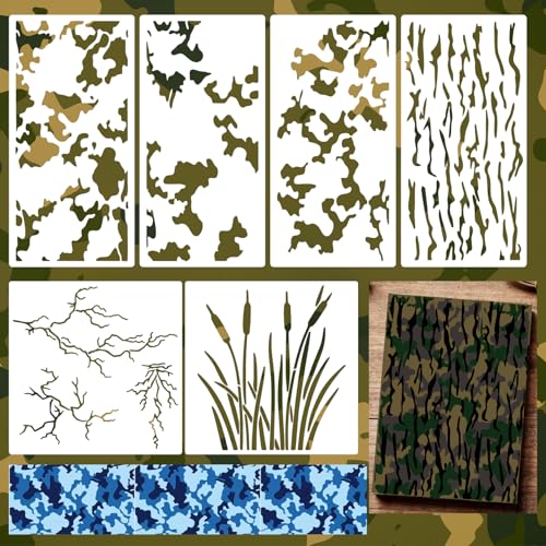 Camo Stencils for Spray Paint 12 Camouflage Stencils Reusable Layered Camo Stencil for Wall Boat Wood Canvas Fabric