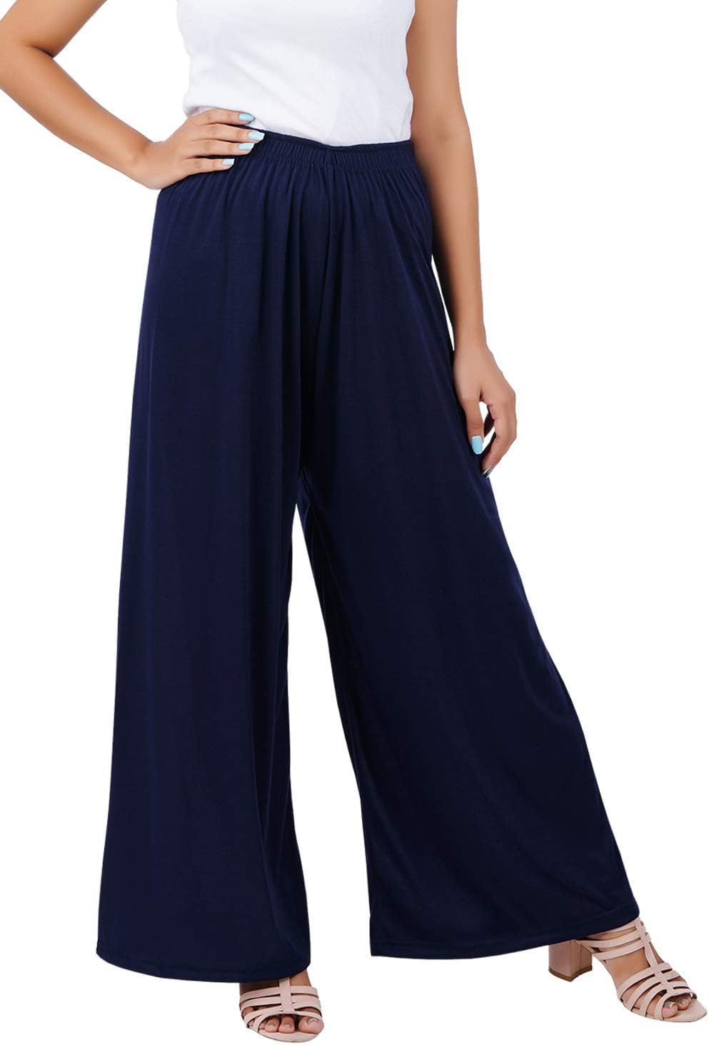 Love BellWomen's Cotton Palazzo Pants - Regular Fit - Elastic Waist - Wide-leg Ladies Lower