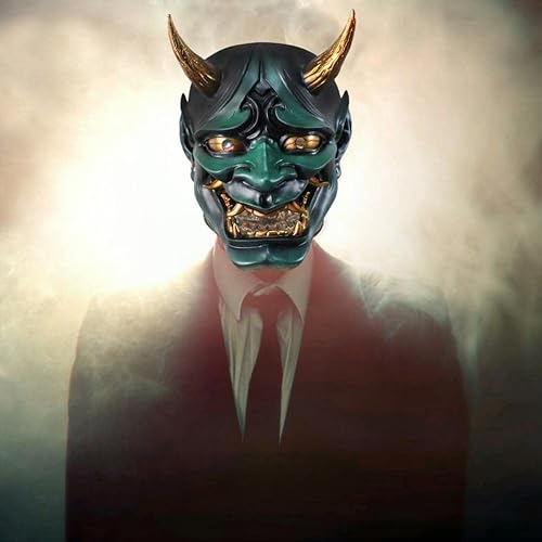 Miniatura 5 de Máscara japonesa de Prajna Noh Kabuki Halloween Cosplay máscara de diablo Hannya Oni Samurai máscara de resina