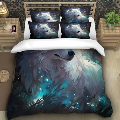 Housse de couette 140x200cm MagicalForestArt WhiteWolfFantasy - 5