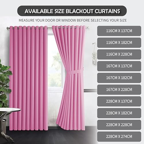 Home In Style 4U Thermal Insulated Blackout Curtains for Bedroom Windows Pink Curtains 66" width x 54" drop 2 Panels, Ring Top Eyelet Super Soft Blackout Eyelet Curtains for Living Room - Image 4