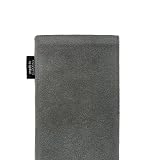 fitBAG Classic szary pokrowiec na telefon komórkowy pokrowiec z oryginalnego Alcantara z wyściółką z mikrofibry do O2 Xda Diamond pro | etui z funkcją czyszczenia | Made in Germany