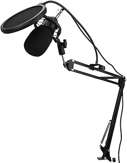 Condenser Microphone Kit, Studio Recording Microphone 700 Condenser Microphone with Anti-shock Bracket + Adjustable Cantilever Bracket & Base for PC/Phone Recording Music Video Podcast Youtube Game