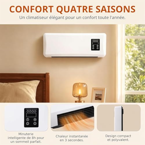 EpiCooler Klimaanlage Tragbar, Modernes Designelement für Luftzirkulation, Ganzjähriges Komfort- Accessoire für Zuhause, Ohne Bohren Platzsparend, Kühlung und Heizung (Modell B)-4