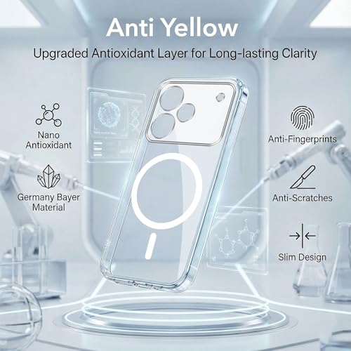 Image of Jkobi Lifetime Anti-Yellow MagSafe Compatible Clear Back Cover Case for Realme P4 Pro (Sleek Hard Crystal | Shockproof and Camera Protection)