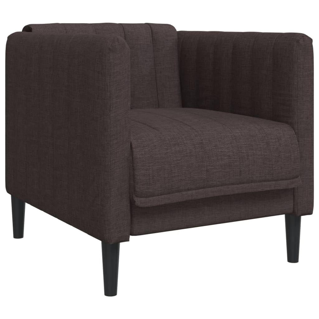 Sillón de tela marrón oscuro, 69 x 76,5 x 74,5 cm, sillón para salón, cómodo sillón tapizado con patas de madera maciza, asiento cómodo para el hogar