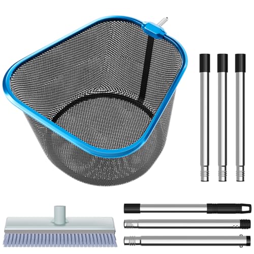 CLOPAE Épuisette de Nettoyage de Piscine de 180 cm à Mailles Fines avec Tige en Aluminium de 1,5 m de Long et 25 cm de Profondeur pour Piscine, Spa, bassins,...
