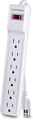 Miniatura 2 de CyberPower CSB606W - Protector de sobretensiones esencial, 900J125V, 6 tomas, cable de alimentación de 6 pies