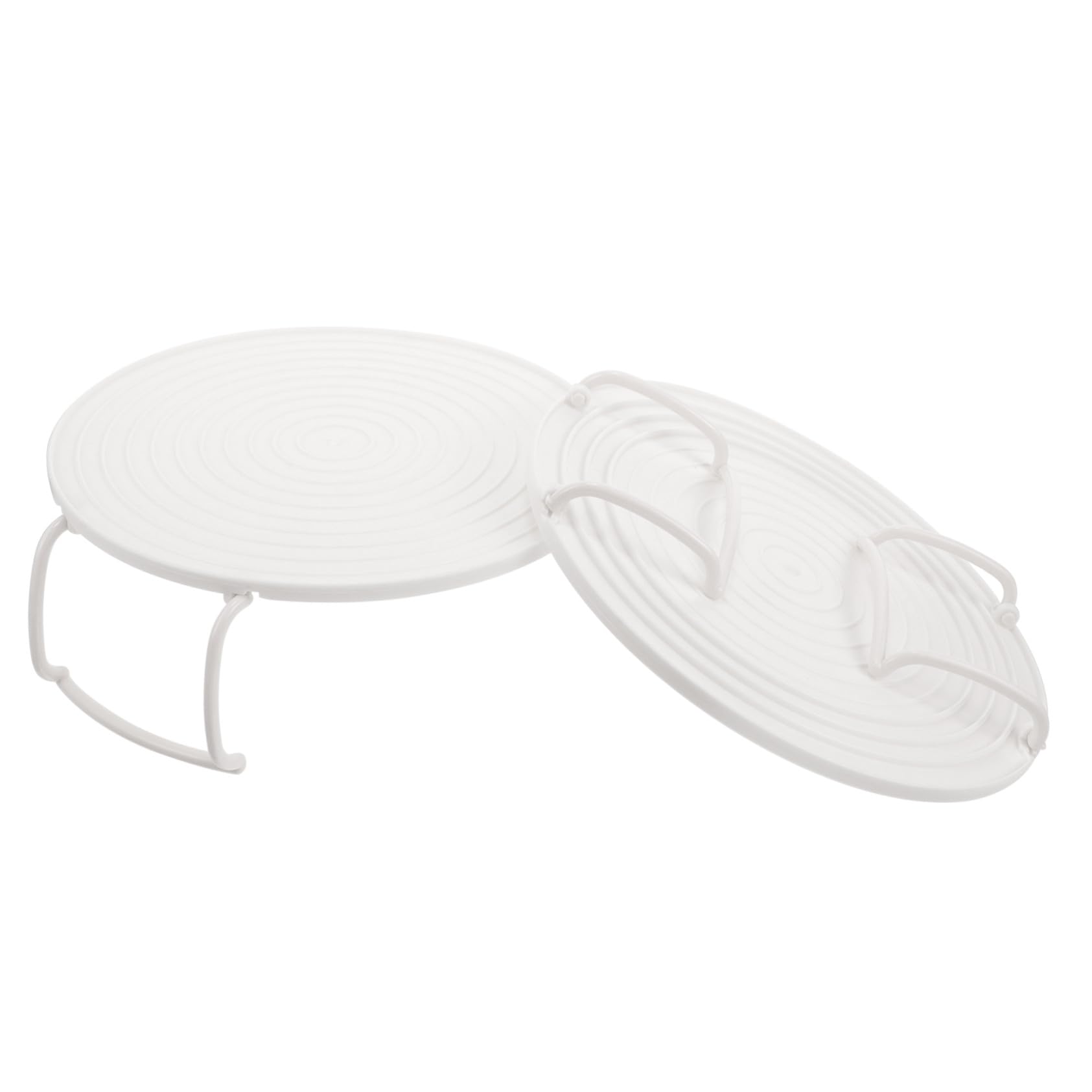 VILLCASE 2 pezzi Piatto Rialzato Microonde in Resistente Scaffale da Cucina Strati per Stoccaggio e Cottura Vapore Teglia Rotonda Multiuso per Forno e Microonde