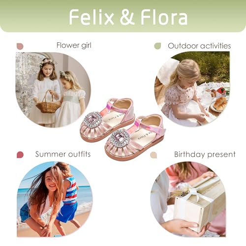Image of Felix & Flora Toddler Girls Sandals Soft Rubber Princess Flat Shoes Flower Girl Shoes