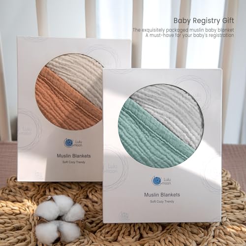 Image of lulumoon Muslin Baby Blanket Neutral: Cotton Toddler Blanket for Daycare Soft Reversible Crib Bedding - Lightweight 4-Layer Muslin for Stroller, Tummy Time & Travel, 47 inchx47 inch(Sage) | Soft Reversible Crib Bedding for Baby - Lightweight 4-Layer Muslin for Stroller, Tummy Time & Travel, 47 inchx47 inch(Sage)