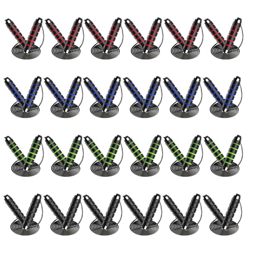24 Pack Jump Ropes, Tangle-Free Speed Jumping Ropes with Foam Handles for Women Men Kids, Adjustable Skipping Ropes for Fitness Workout Slim Body