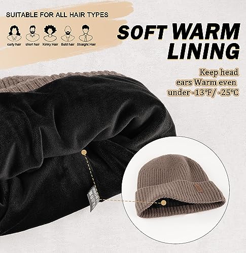 Image of Wmcaps Warm Beanie for Men Women, Fleece Lined Beanie Warm Winter Caps Unisex Fashion Knit Cuffed Cap