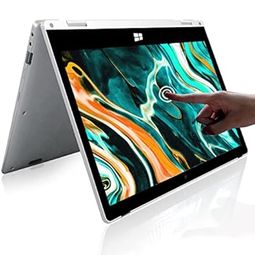 SZTPSLS Computador Laptop Fhd De 11,6 Polegadas, 4 Gb De Ram, Armazenamento Ssd De 128 Gb, Tablet Conversível De 360 Graus, Processador Intel Celeron N4120, Webcam, Wifi, Tipo C, Prata