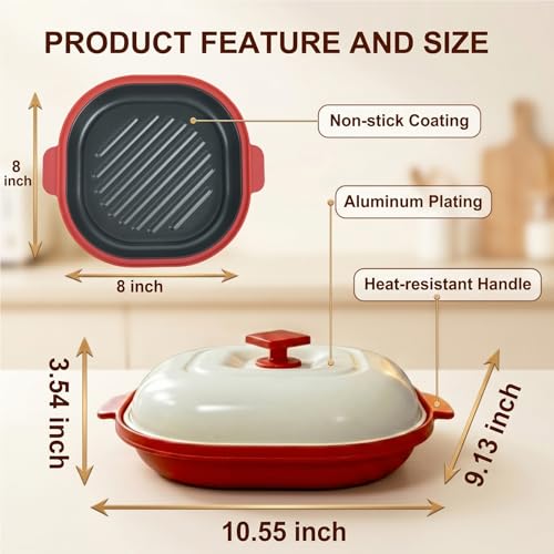 Red Microwave Grill Pan with Lid - image 8