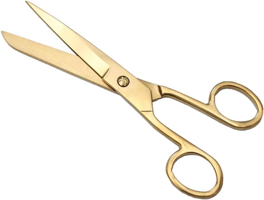7 Inch Gold Craft Shears Knife Edge Craft Tailor Scissors Heavy Duty Stainless Steel Professional Fabric Dressmaker Shears for Cutting Fabric, Cloth, Leather, Canvas, Denim (Gold)
