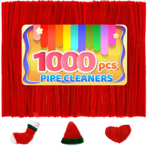 Image of IOOLEEM 1000pcs Red Pipe Cleaners Bulk for Crafts