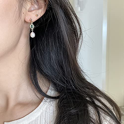 Boucles d'oreilles émeraude style Palace de luxe avec perles fines