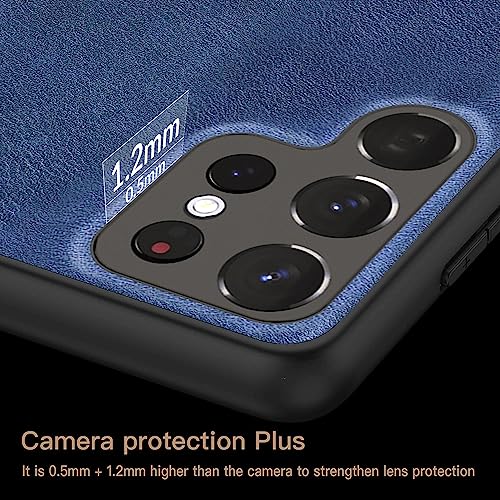 Image of Kapa Tux Back Case for Samsung Galaxy S23 Ultra | Slim Leather Shockproof Camera Protection Back Cover (Blue)