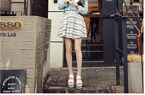 MEIREM Summer Korean Fashion Leather Sandals Women's Waterproof Platform with Silver Women Sandals, White, 38