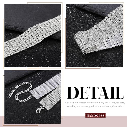 Handcess Strass Halskette Silber Glitzernde Kristall Ketten Brautkette Schmuck für Frauen