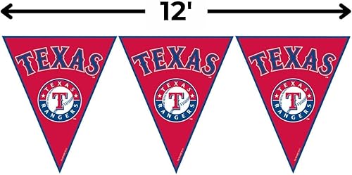 Miniatura 5 de Texas Rangers MLB - Banderín de plástico rojo y azul, 12 pies (paquete de 1), perfecto para el día del juego y los fanáticos del béisbol