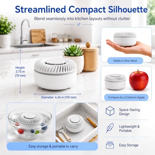 Motaido Produce Cleaner – Portable OH-ion Fruit & Vegetable Washer, Rechargeable Deep Cleans Produce, Meat & Seafood in 3 Minutes, Extend Shelf Life, IPX7 Waterproof, for Home Kitchen, Outdoor Picnic by generic - Used condition - Image 5