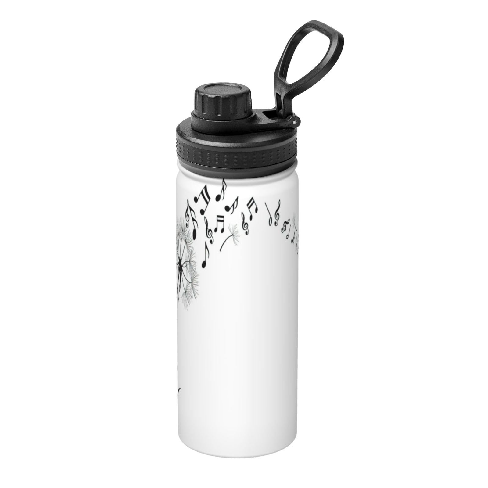 Kfjghhl Insulated Stainless Botanical Flying Music Notes Steel Water Bottle For Sport Gym Travel Leak Camping Hiking Hydration