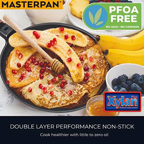 Masterpan Designer Series Non-Stick Cast Aluminum Crepe Pan With Detachable Handle, 11", Black #TOP2