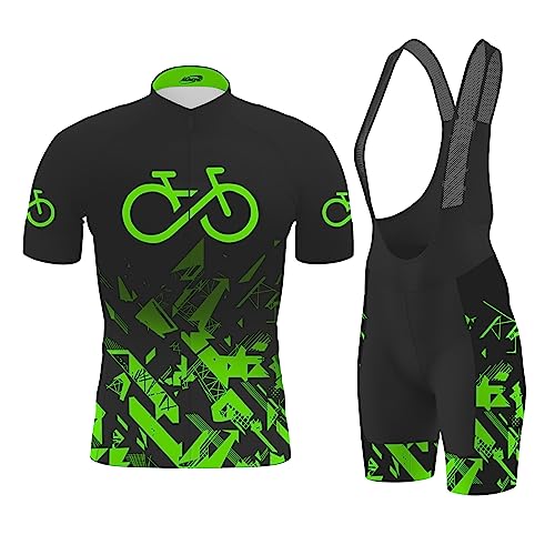 XRLQZH Herren Fahrrad Trikot Set Kurzarm - Mit 9D Gel Sitzpolster