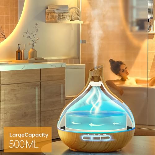 HJTHJT 500ML Essential Oil Diffuser for Home: 14 Color LED, Remote Control HJTHJT 500ML Essential Oil Diffuser for Home: 14 Color LED, Remote Control - Image 2