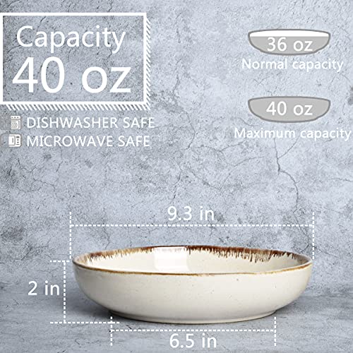 Bosmarlin Stoneware Large Pasta Bowls, 40 Oz, Set Of 4, Big Salad Bowls, Microwave And Dishwasher Safe (Barely Beige, 9.3 In) #TOP1