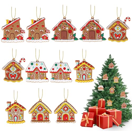 Yaclonq 12 piezas de jengibre casa de jengibre hombre de jengibre adornos para el árbol de Navidad, adornos colgantes de pan de jengibre para casa, fiesta, festival, árbol de Navidad..