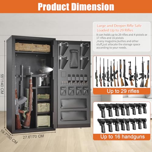 Large Rifle Safe with 30-40 Capacity, Gun Rack & Storage