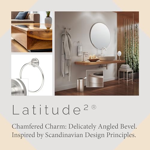 Image of Gatco 4292 Latitude II Towel Ring | Modern Hand Towel Holder for Bathroom | Stylish Decorative Hardware, Heavy Duty Metal, EZ Ancor Mounting | Satin Nickel