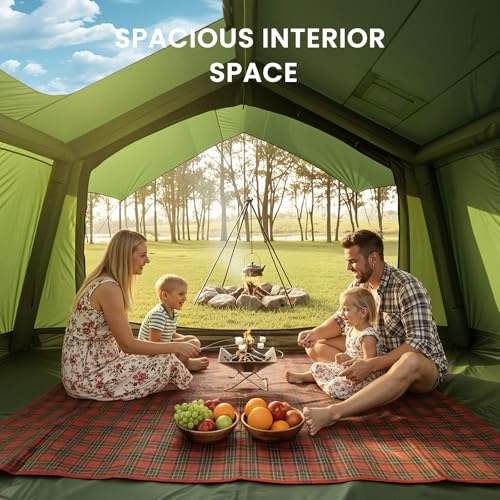 Image of Inflatable Tents for Camping, Large Blow Up Tent with Hand Pump, Easy Setup InflatableTent 4 Season Tent, Waterproof Oxford Air Glamping Tents for Camping Adult 4 /6 /8 Person