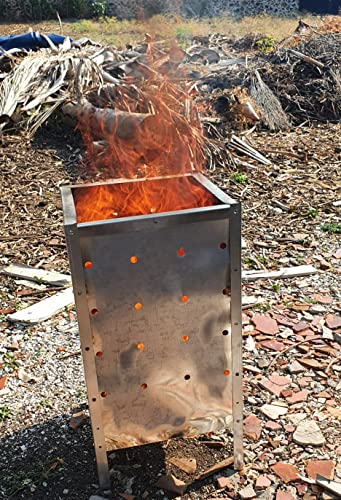 Marabuut Garden Waste Incinerator - Large 29 Inch X 16 Inch Square Galvanized Burn Barrel Trash Can thumb #3
