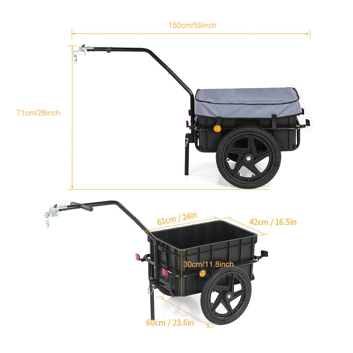 Fahrradanhänger, Kinderfahrrad-Lastenwagen Mit Anhängerkupplung, Faltbarer Handwagen, Mit Transportbox Mit 110 Lb Kapazität, Für Outdoor-Camping Reisen Umzüge Und Einkäufe(Color:Blue)