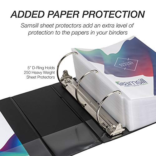 Image of Samsill Durable 5 Inch 3 Ring Binder, D Ring Binder, Customizable Clear View, Black, Holds 1070 Pages