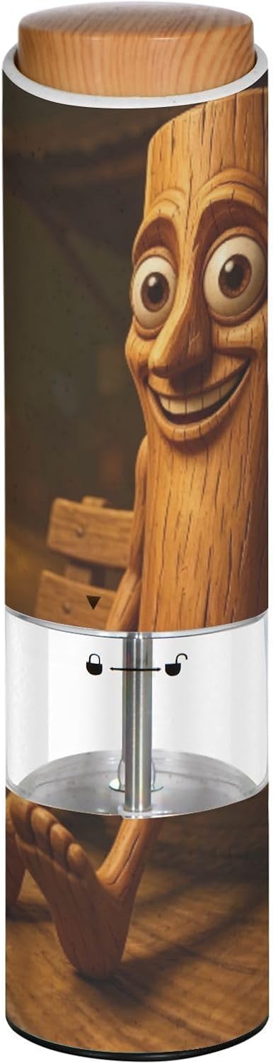 ALAZA Electric Pepper Grinder with Adjustable Coarseness, Brainrot Tung Tung Tung Sahur (14) Battery Automatic Salt and Pepper Mill with Led, One-Handed Operation Spice Grinder for Kitchen, Camping &
