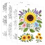 17 PCS Water Soluble Embroidery Patterns Sunflowers Bouquets Stick and Stitch Embroidery Patterns Wash Away...