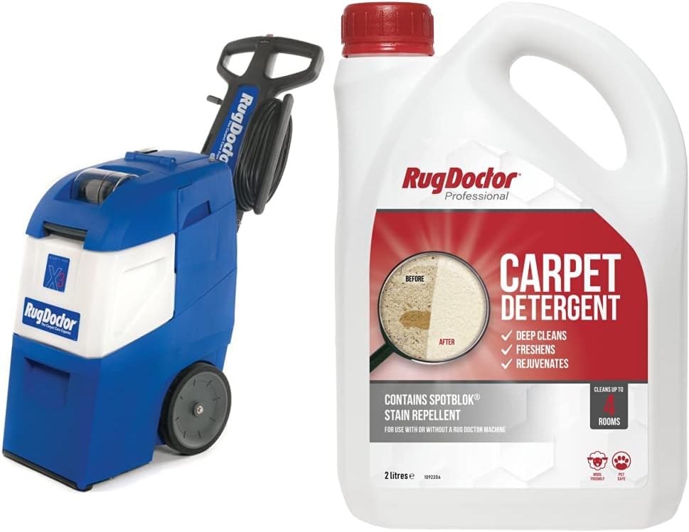 X3 Professional Carpet Cleaner, Plastic, 1200 W, 11.4 liters, Blue & Carpet Detergent with SpotBlok, 2 Litre
