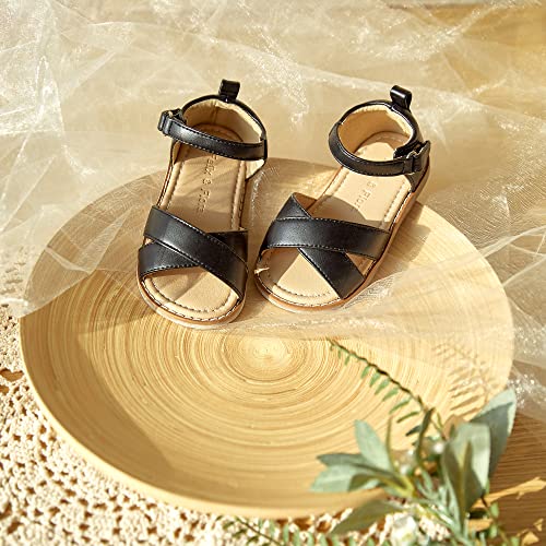 Image of Felix & Flora Toddler Girl Sandals - Flower Girl Dress Shoes Open Toe Little Kid Flats